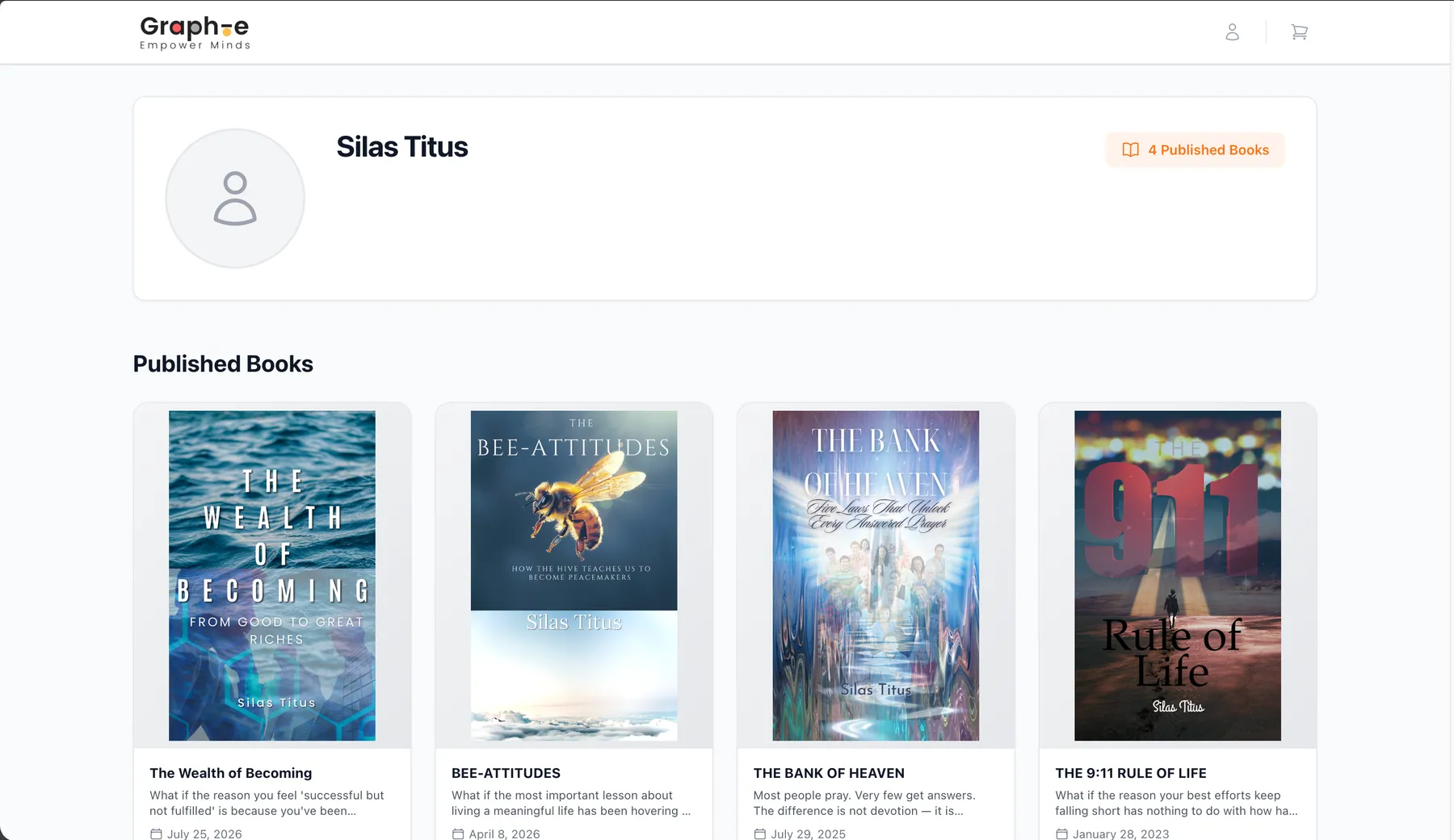 Graph-e author profile with published books