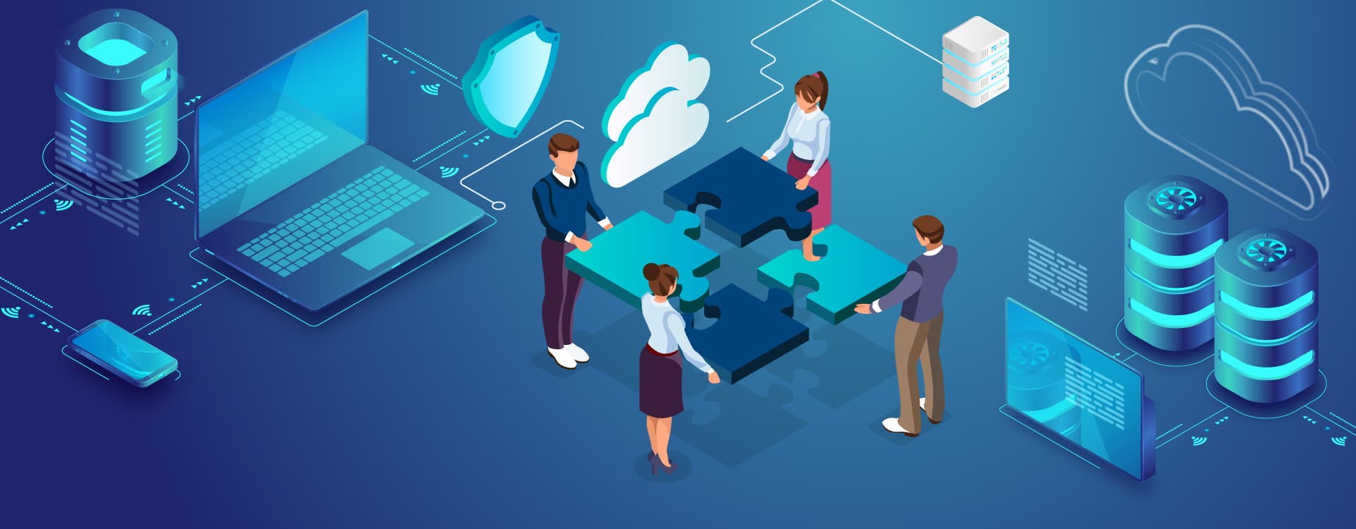 AI and Blockchain services illustration